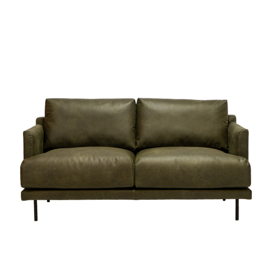 Leder Sofa Denver 2,5-Sitzer olivgrün