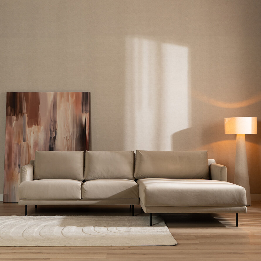 Ecksofa Denver Samt beige rechts