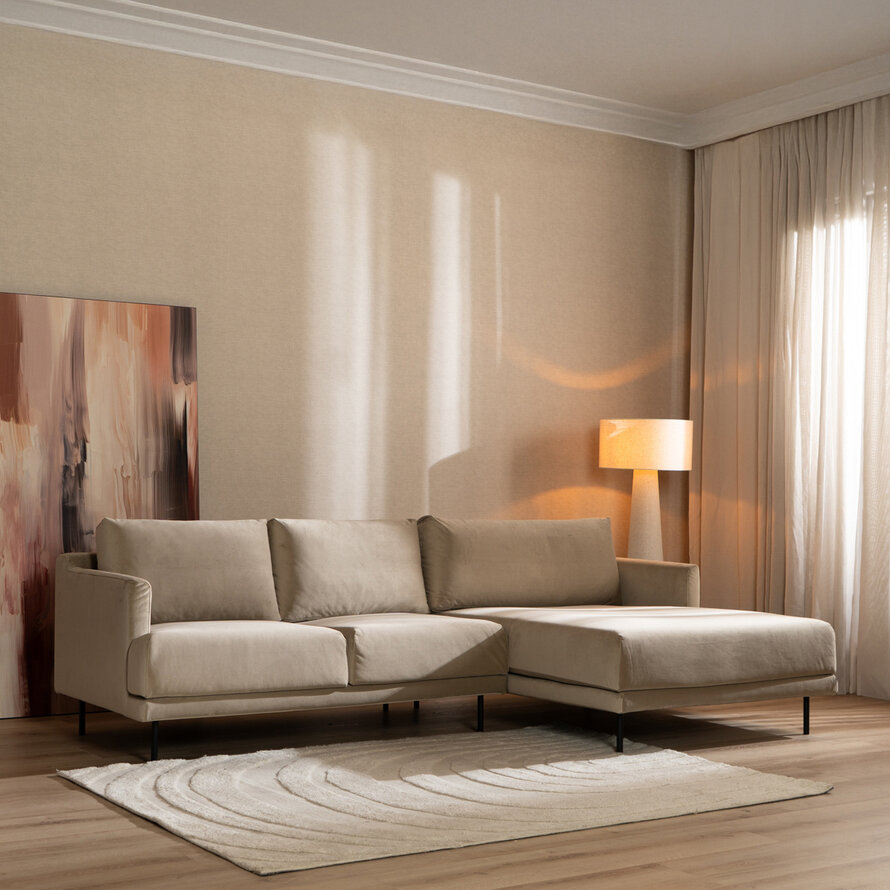 Ecksofa Denver Samt beige rechts