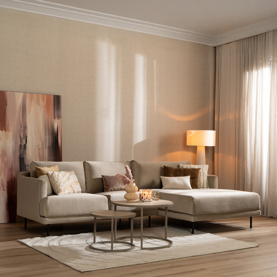 Ecksofa Denver Samt beige rechts