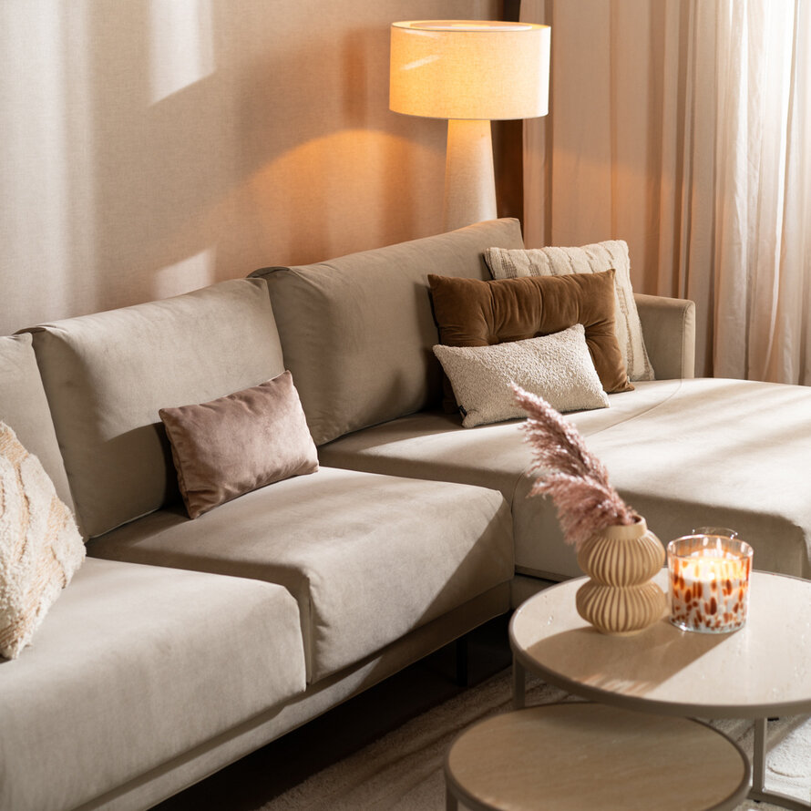 Ecksofa Denver Samt beige rechts