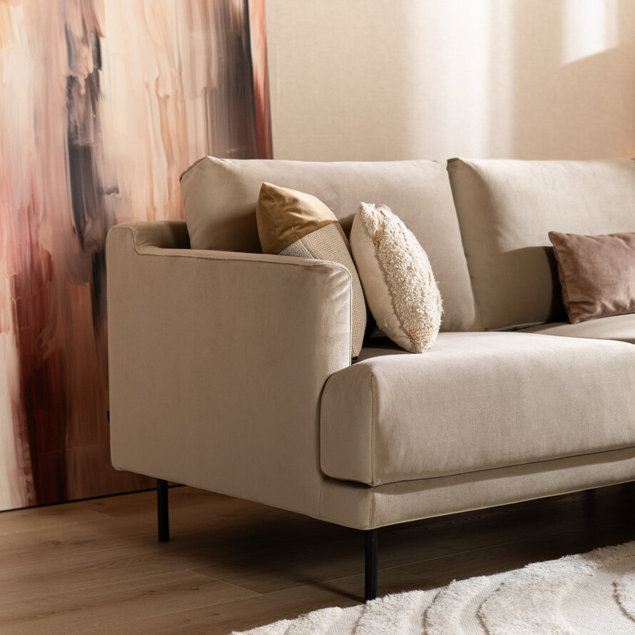 Ecksofa Denver Samt beige rechts