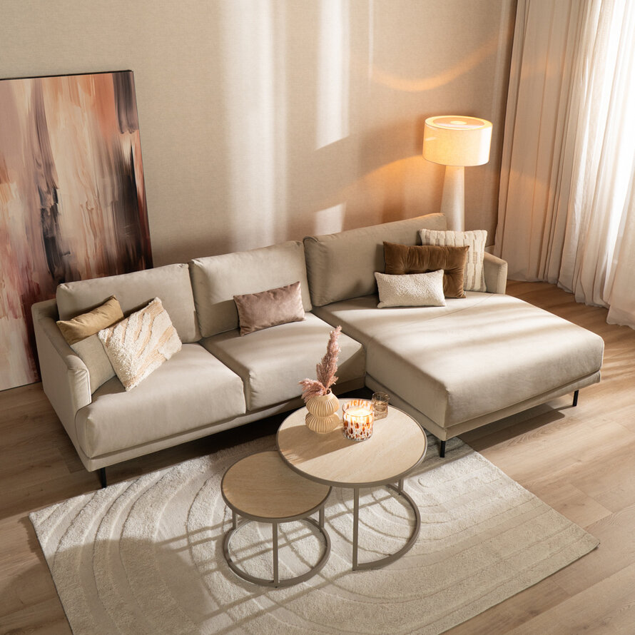 Ecksofa Denver Samt beige rechts