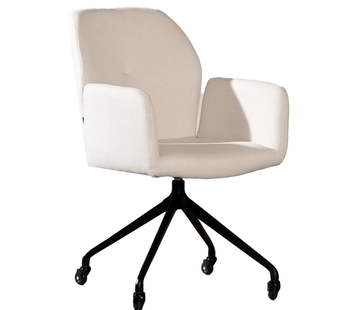 Bronx71 Esszimmerstuhl Runa recycelter Stoff mit Rollen off white