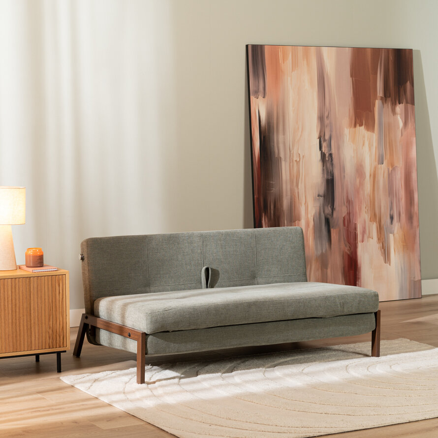 Schlafsofa 2-Sitzer Mikko recycelter Stoff beige