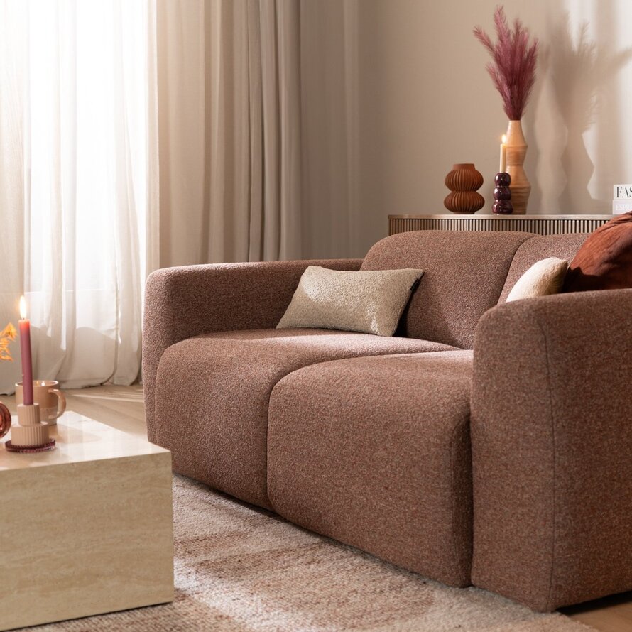 Sofa Maine 2,5 Sitzer Bouclé rot/rosa