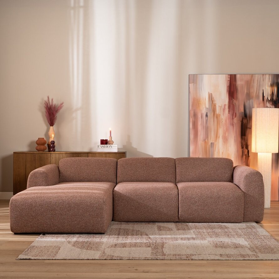 Ecksofa Maine Bouclé rot/rosa links