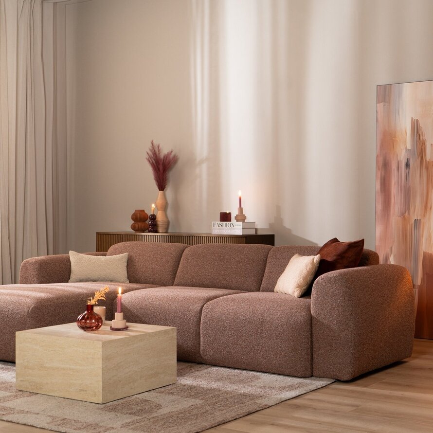 Ecksofa Maine Bouclé rot/rosa links