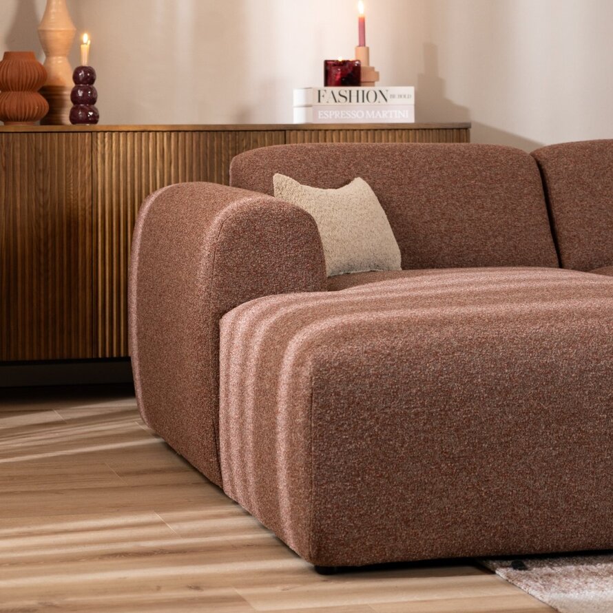 Ecksofa Maine Bouclé rot/rosa links