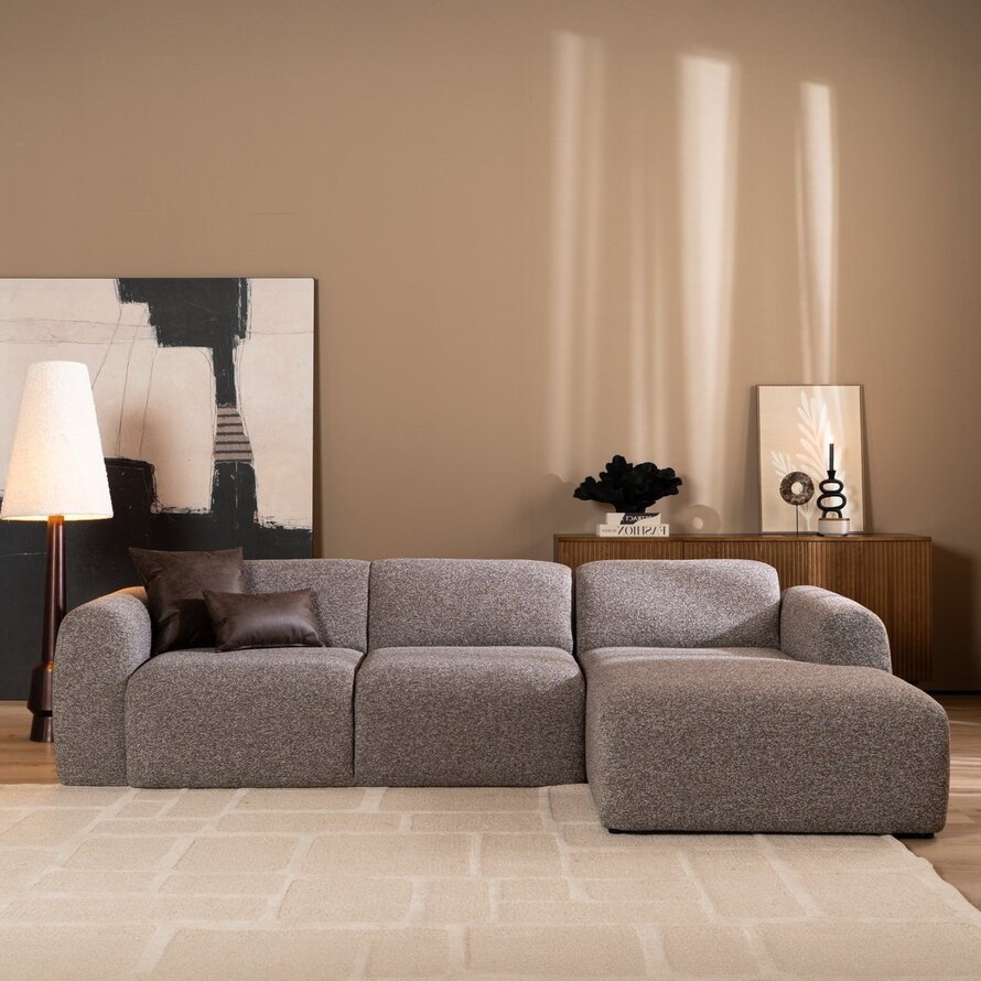 Ecksofa Maine Bouclé braun/grau rechts