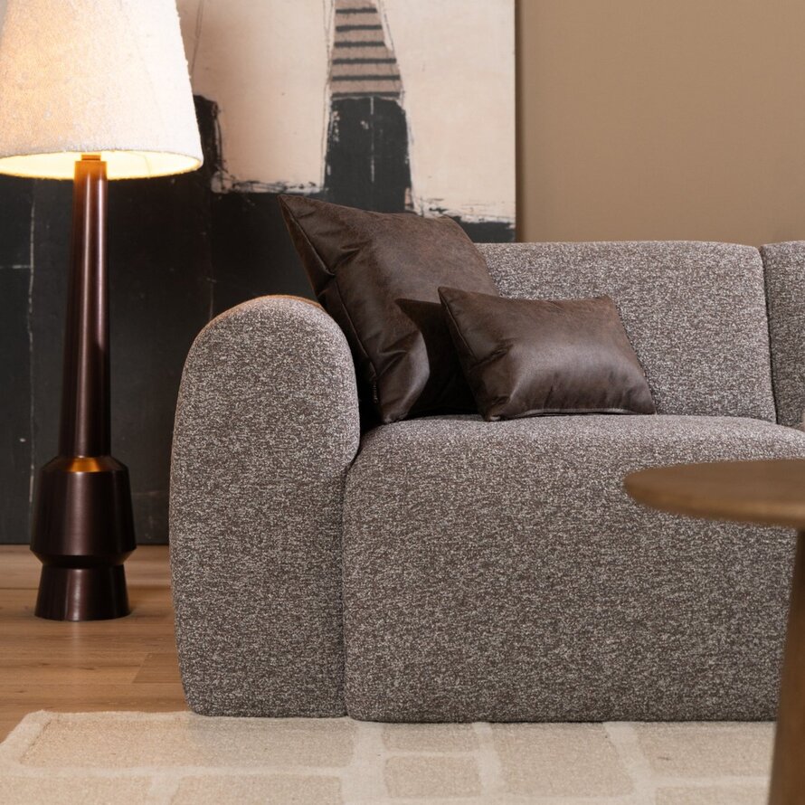 Ecksofa Maine Bouclé braun/grau rechts