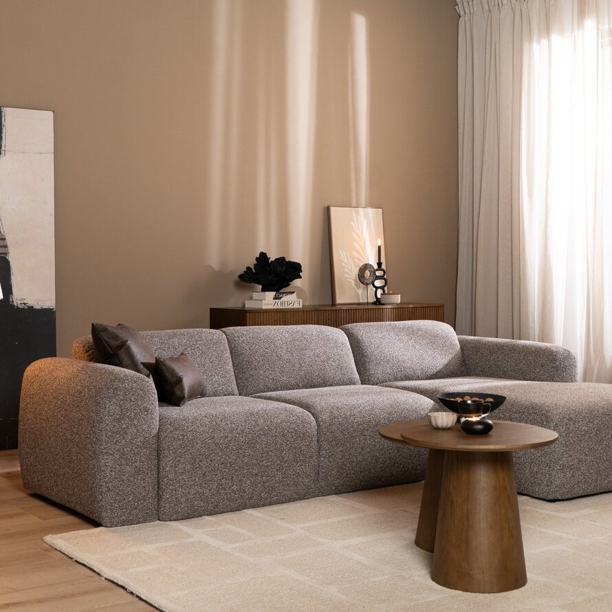 Ecksofa Maine Bouclé braun/grau rechts