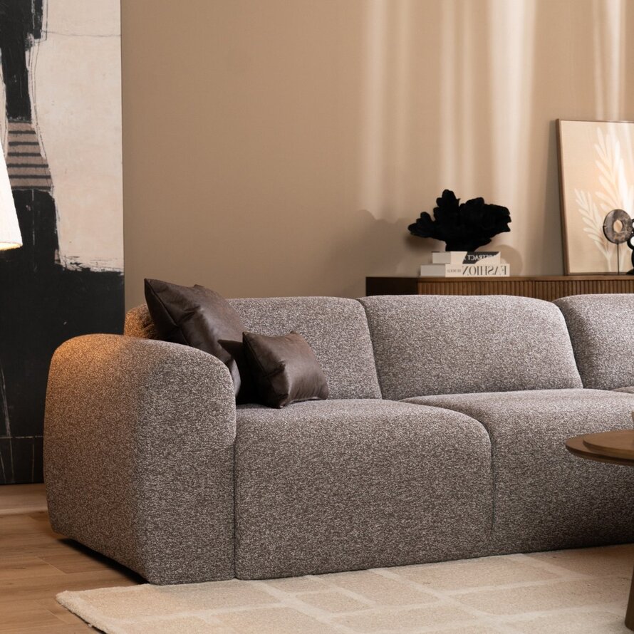 Ecksofa Maine Bouclé braun/grau rechts