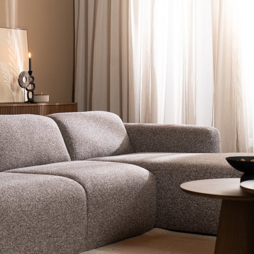 Ecksofa Maine Bouclé braun/grau rechts