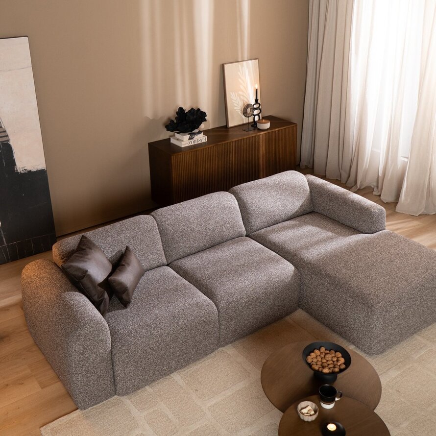 Ecksofa Maine Bouclé braun/grau rechts