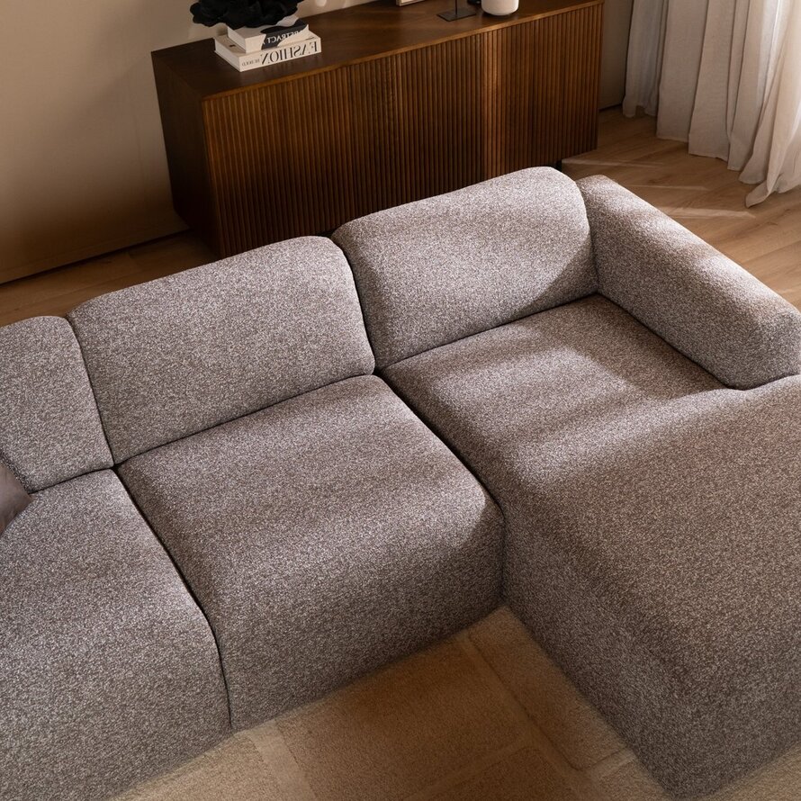 Ecksofa Maine Bouclé braun/grau rechts