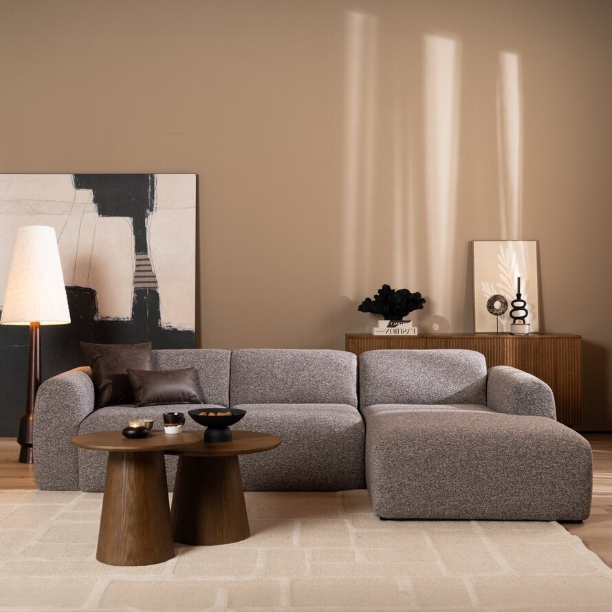 Ecksofa Maine Bouclé braun/grau rechts