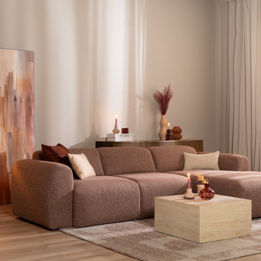 Ecksofa Maine Bouclé rot/rosa rechts