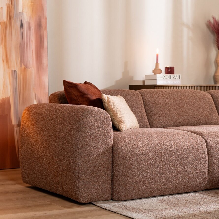 Ecksofa Maine Bouclé rot/rosa rechts