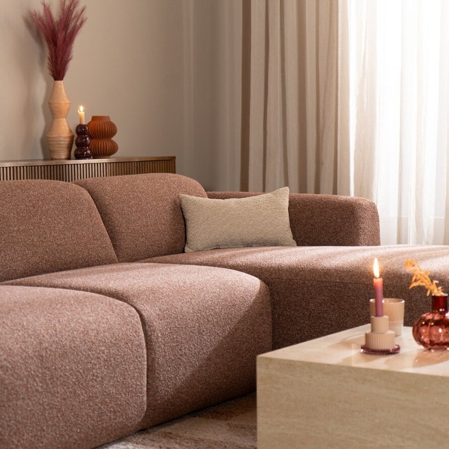 Ecksofa Maine Bouclé rot/rosa rechts