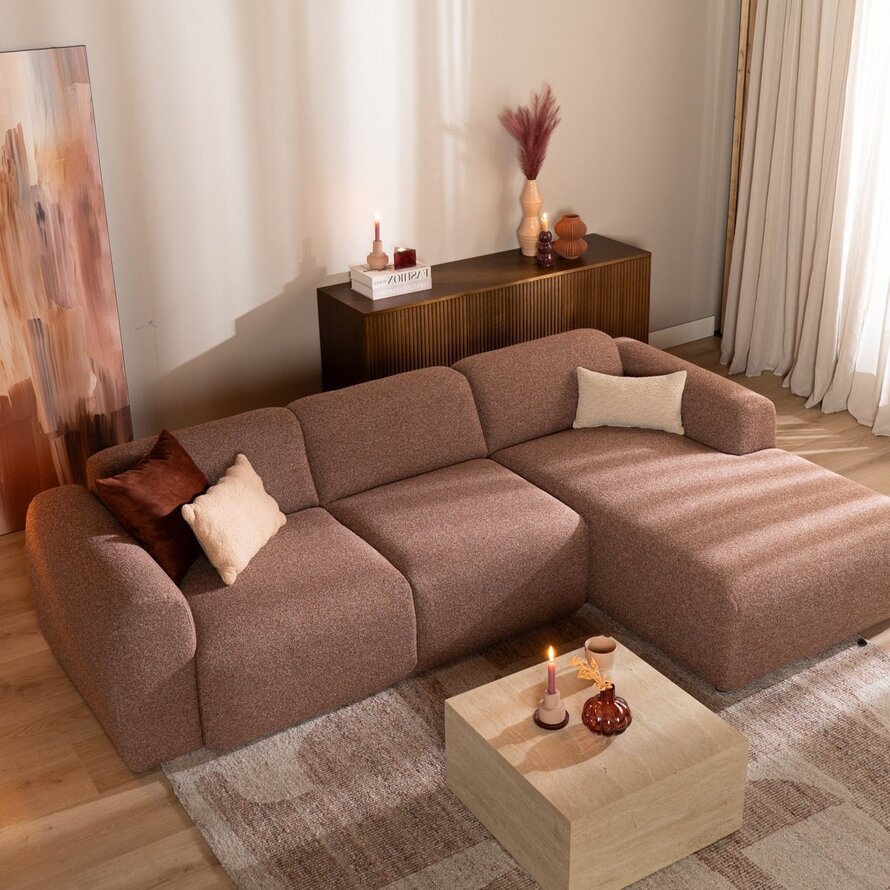 Ecksofa Maine Bouclé rot/rosa rechts