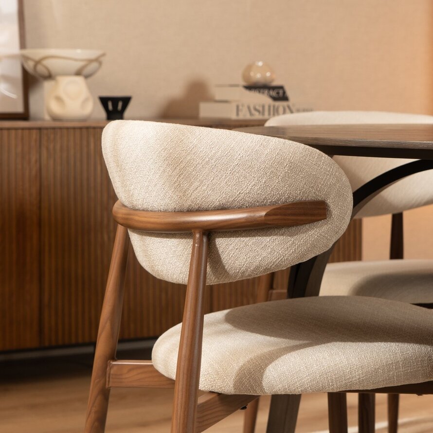 Stuhl Lara Leinen taupe