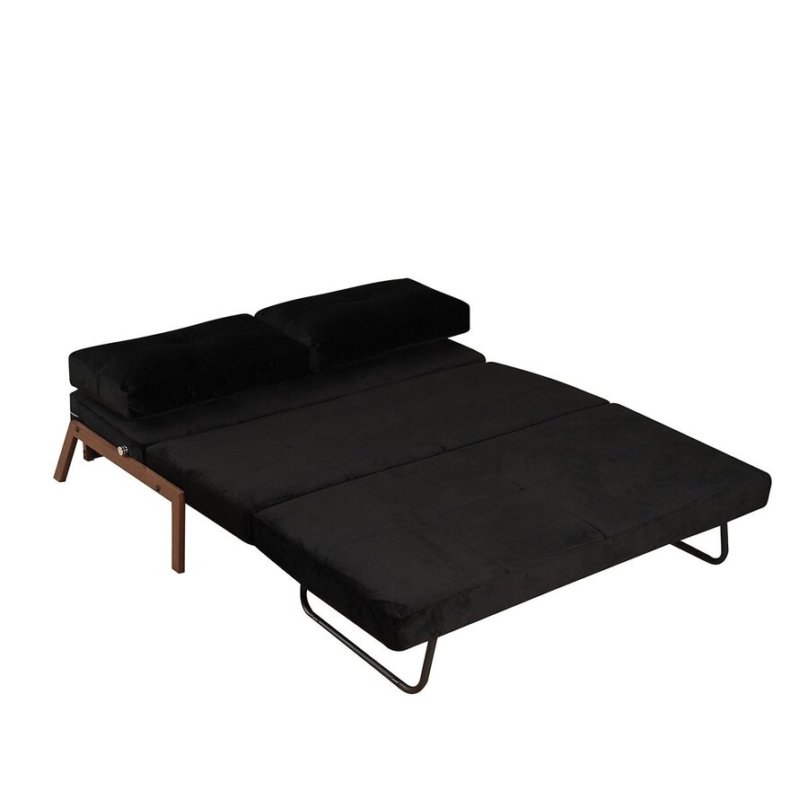 Schlafsofa 2-Sitzer Mikko Samt schwarz
