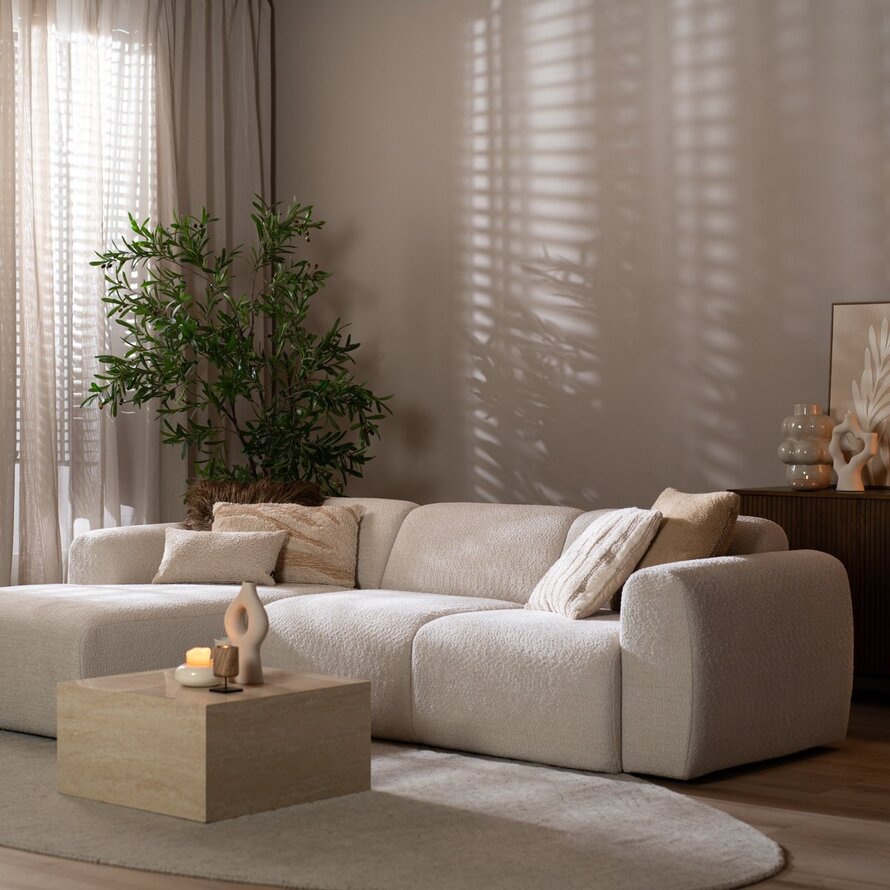 Ecksofa Maine Bouclé off white links