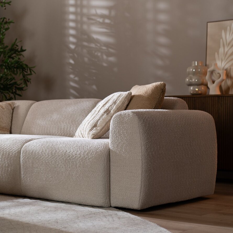 Ecksofa Maine Bouclé off white links