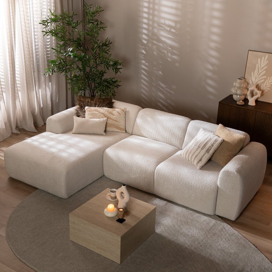Ecksofa Maine Bouclé off white links