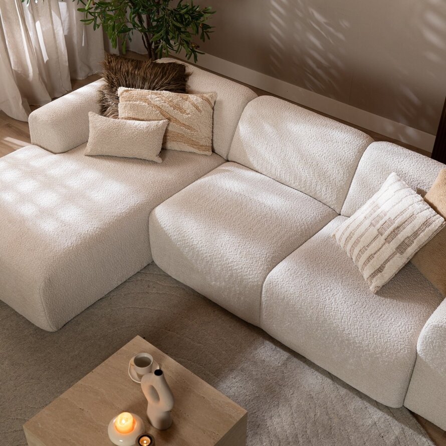 Ecksofa Maine Bouclé off white links