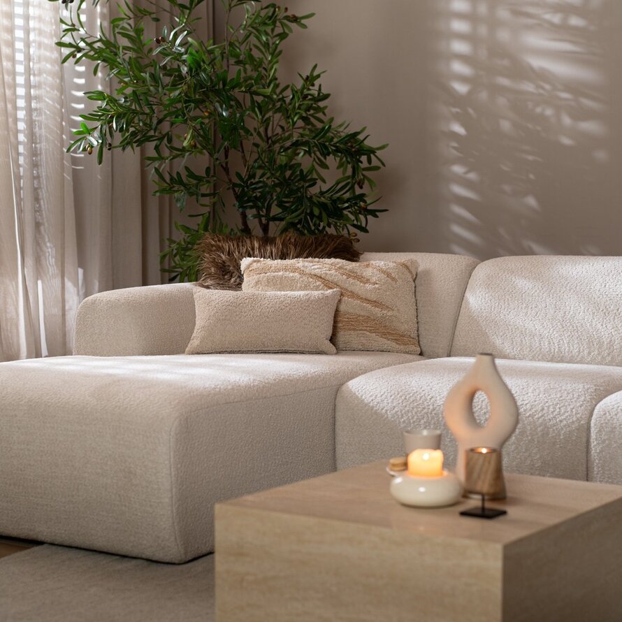 Ecksofa Maine Bouclé off white links