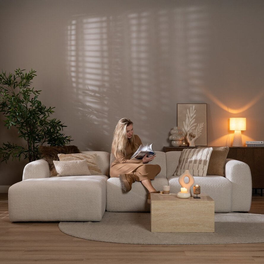 Ecksofa Maine Bouclé off white links