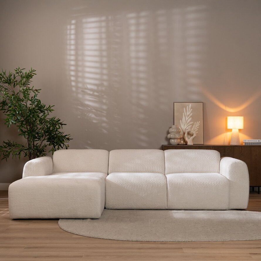 Ecksofa Maine Bouclé off white links