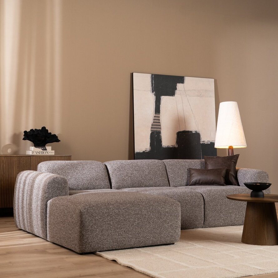 Ecksofa Maine Bouclé braun/grau links