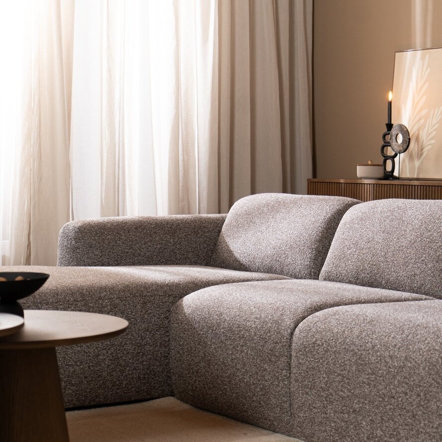 Ecksofa Maine Bouclé braun/grau links