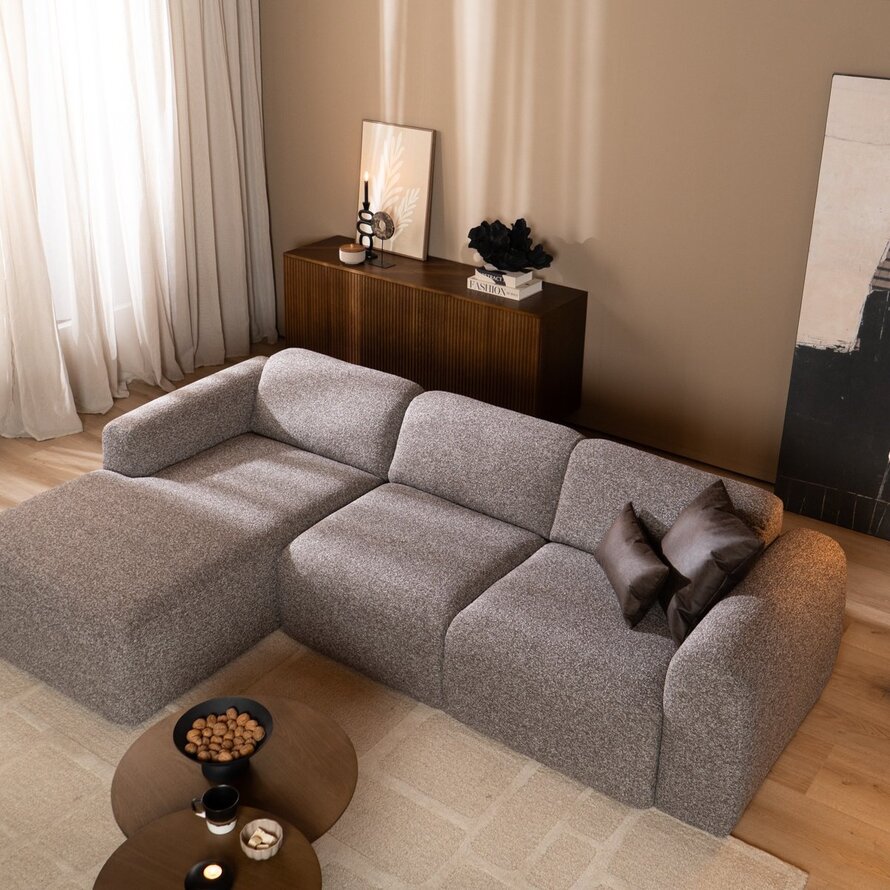 Ecksofa Maine Bouclé braun/grau links