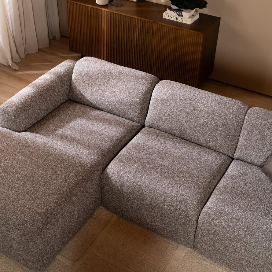 Ecksofa Maine Bouclé braun/grau links