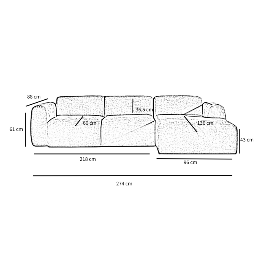 Ecksofa Maine Bouclé terrakotta rechts