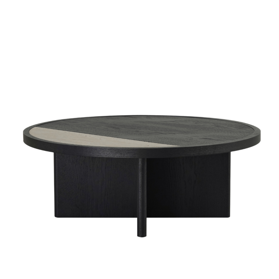 Couchtisch Maeva rund Ø80 cm in schwarzer Eiche