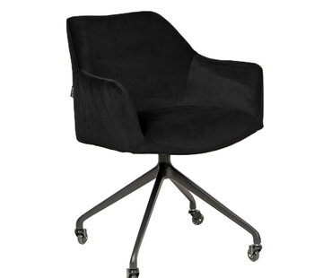 Bronx71 Stuhl Samt Quinn  mit Armlehne auf Rollen schwarz