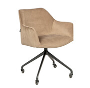 Bronx71 Stuhl Samt Quinn  mit Armlehne auf Rollen taupe