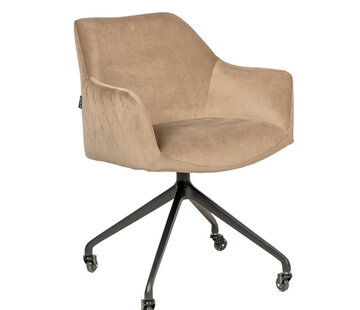 Bronx71 Stuhl Samt Quinn  mit Armlehne auf Rollen taupe