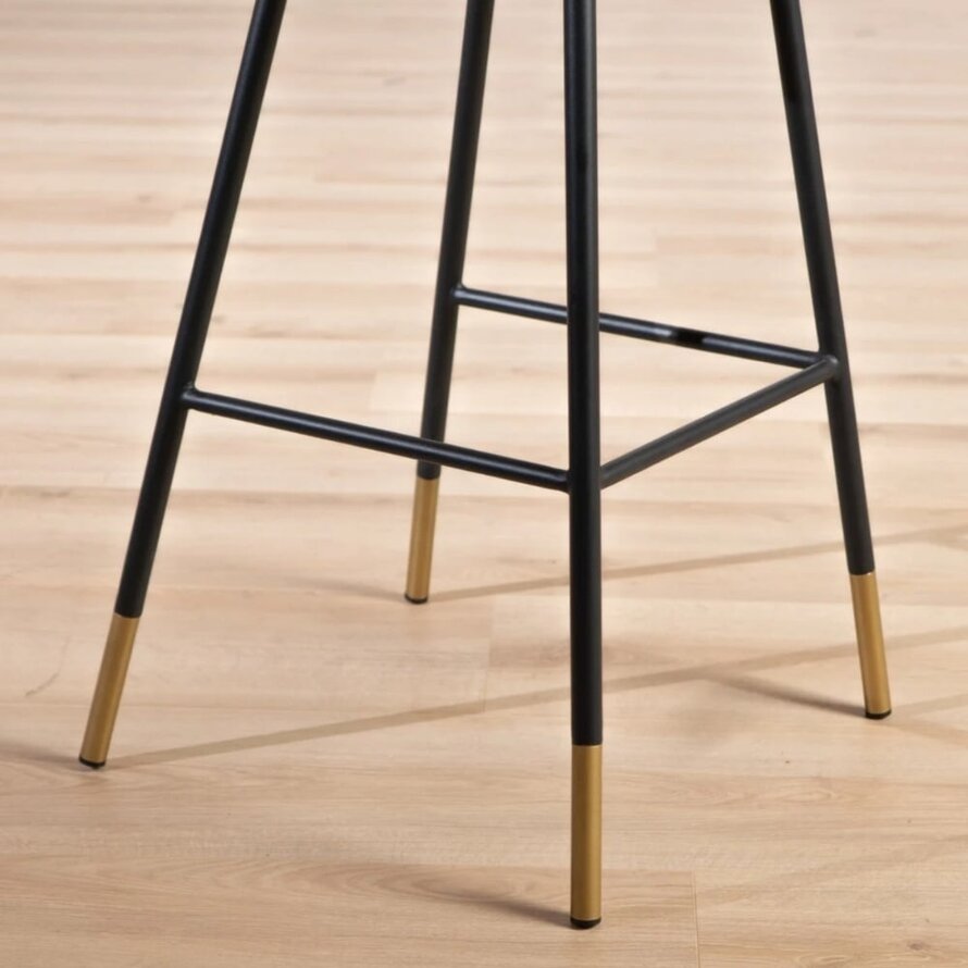 Einzelne verstellbare Barhockerbeine Mikky aus schwarzem Metall mit goldfarbenem Detail 65–78 cm