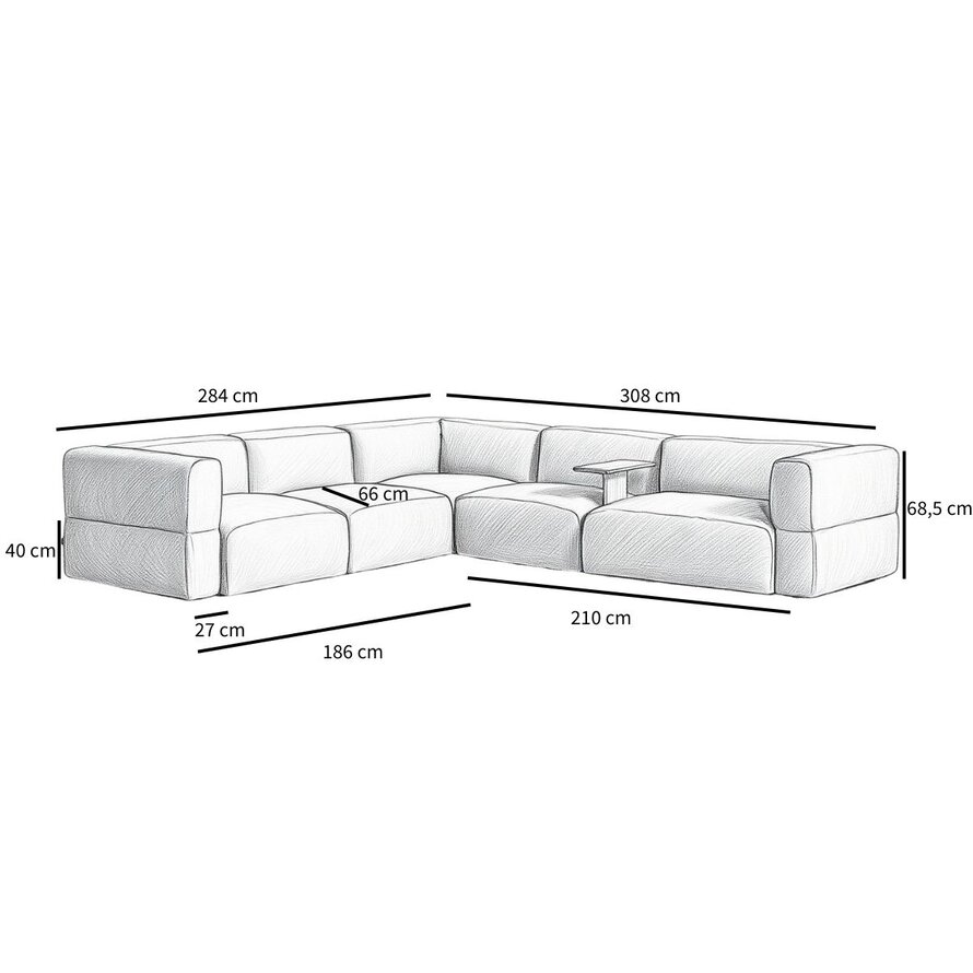 Ecksofa 6-Sitzer Karla Stoff taupe