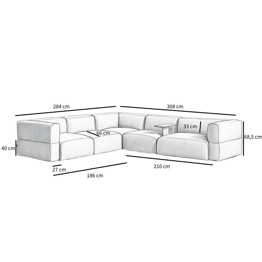 Ecksofa 6-Sitzer Karla Stoff weiß