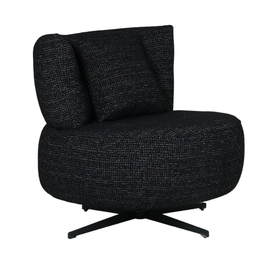 Sessel Fallon drehbar melierter Stoff schwarz