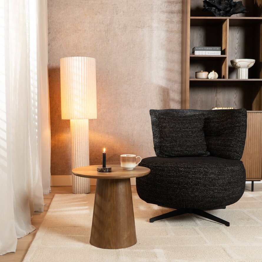 Sessel Fallon drehbar melierter Stoff schwarz