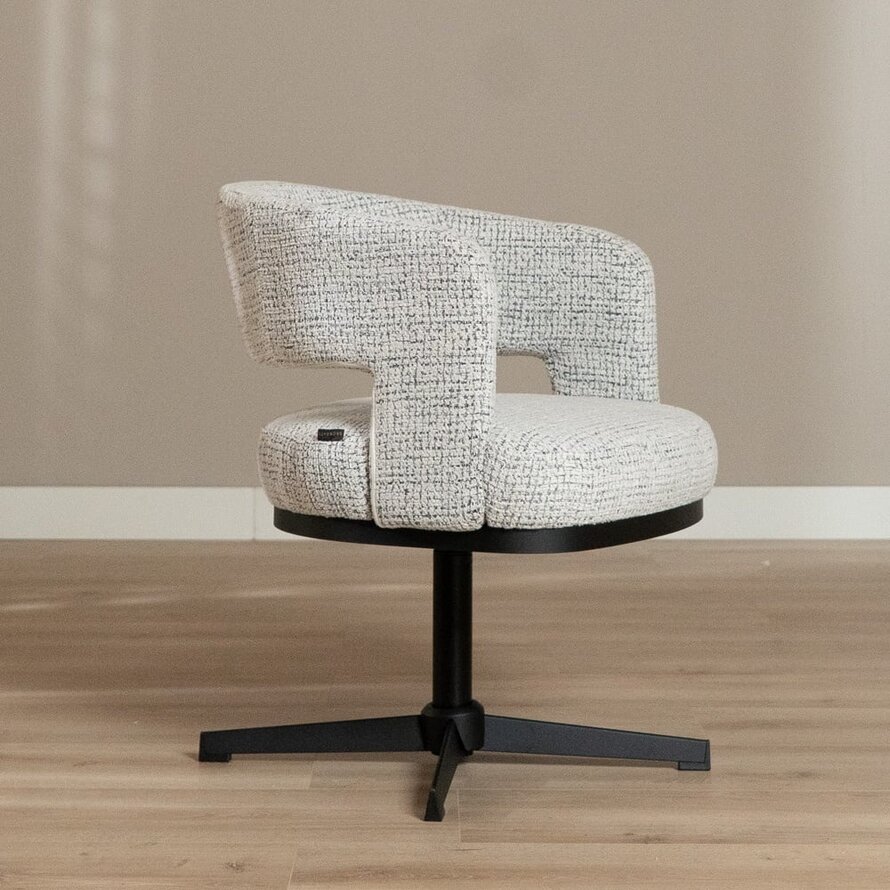 Sessel Gino drehbar melierter Stoff off white/schwarz