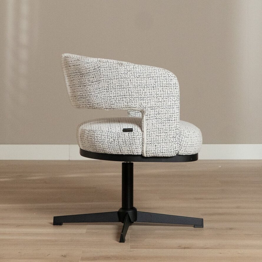 Sessel Gino drehbar melierter Stoff off white/schwarz
